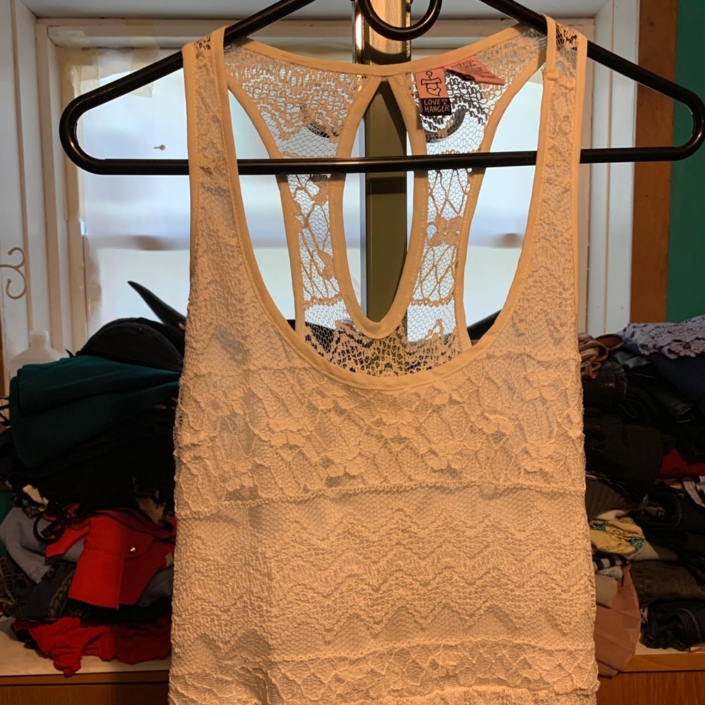 White lace, sleeve-less midi dress